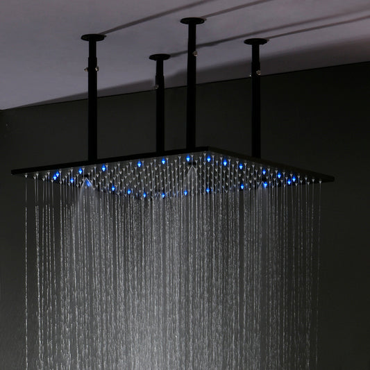 Juno New 40" by 40" Large Dark Oil Rubbed Bronze Square Ceiling Mount LED Rain Shower Head
