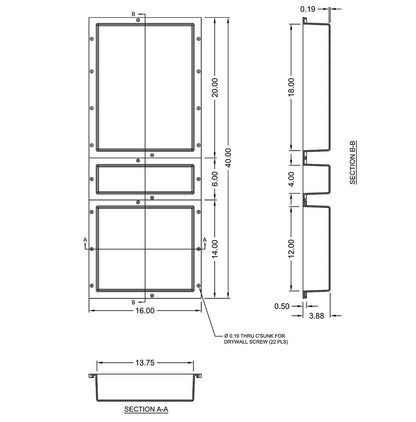 Juno New Black Wall Concealed 3 Racks Bathroom Shelf