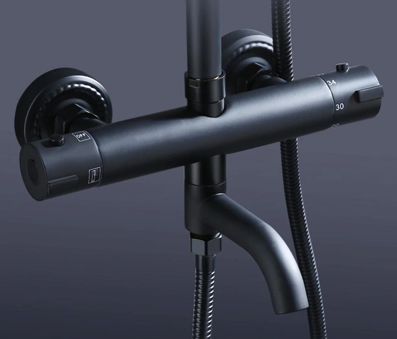 Juno Black Wall Mount Shower Head Multi Function Shower Mixer with Handheld Shower