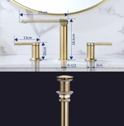 Juno New Luxury Widespread Bathroom Sink Faucet Solid Brass Body Deck Mount