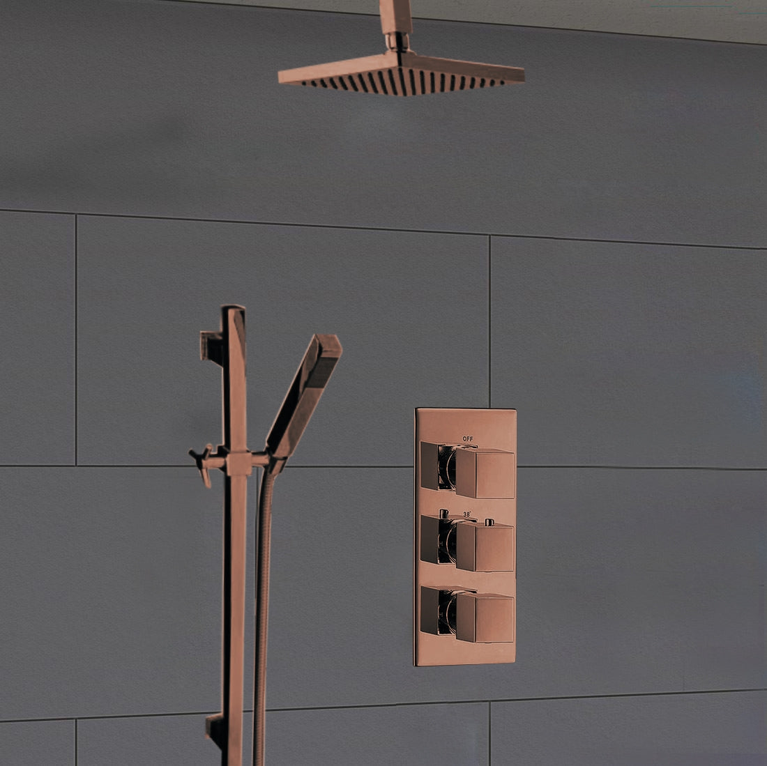 Juno Oil-Rubbed Bronze Ceiling Mount Square Shower Head Set with Hand Shower