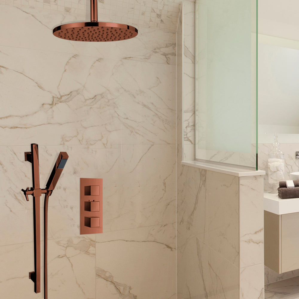 Juno Oil-Rubbed Ceiling Shower Head Set with Hand Shower