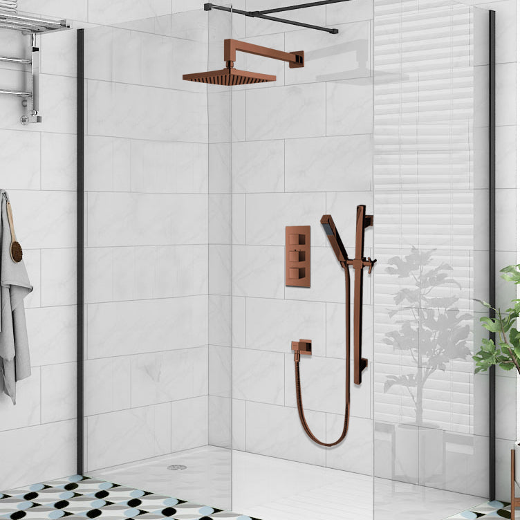 Juno Oil-Rubbed Wall Mount Square Shower Head Set with Hand Shower