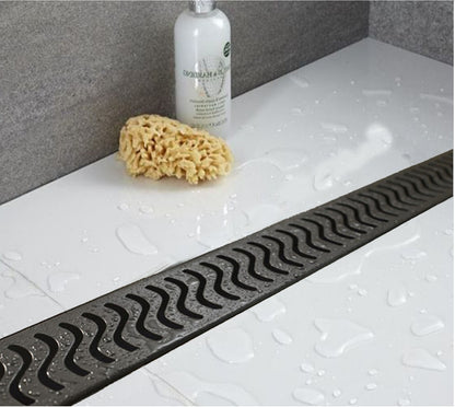 Juno Oil Rubbed Bronze Linear Shower Drain Flag Design Flange Body