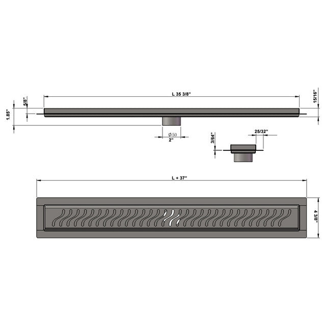 Juno Oil Rubbed Bronze Linear Shower Drain Flag Design Flange Body