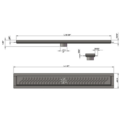 Juno Oil Rubbed Bronze Linear Shower Drain Flag Design Flange Body
