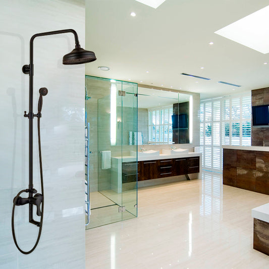 Juno Oil Rubbed Bronze Shower System Rain Round Shower Head
