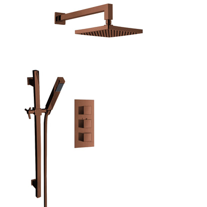 uno Oil-Rubbed Wall Mount Square Shower Head Set