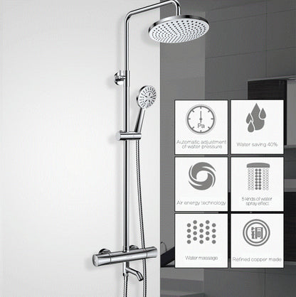 Juno Chrome Finish Wall Mount Outdoor Shower Head With Handheld Shower And Tub Faucet