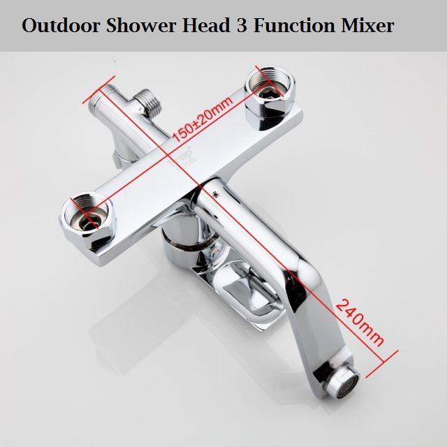 Juno Outdoor Rainfall Shower Head Single Handle 3 Function Valve With Handheld Shower