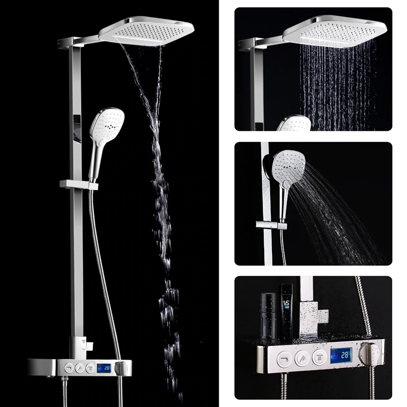 Perla Bathroom Shower Smart Intelligent Thermostat On The Wall With Digital Touch 