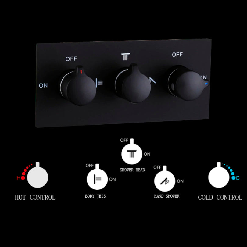 Juno Rain Waterfall Mixer Wall Mounted Bathroom Shower with Handheld Shower 