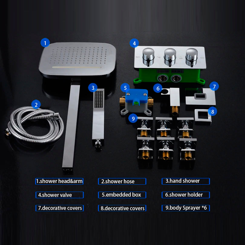 Juno Rain Waterfall Mixer Wall Mounted Bathroom Shower with Handheld Shower 