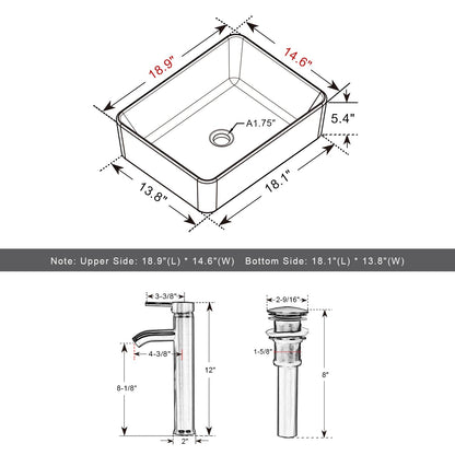 Juno Rectangle Vessel 24" Vanity Set