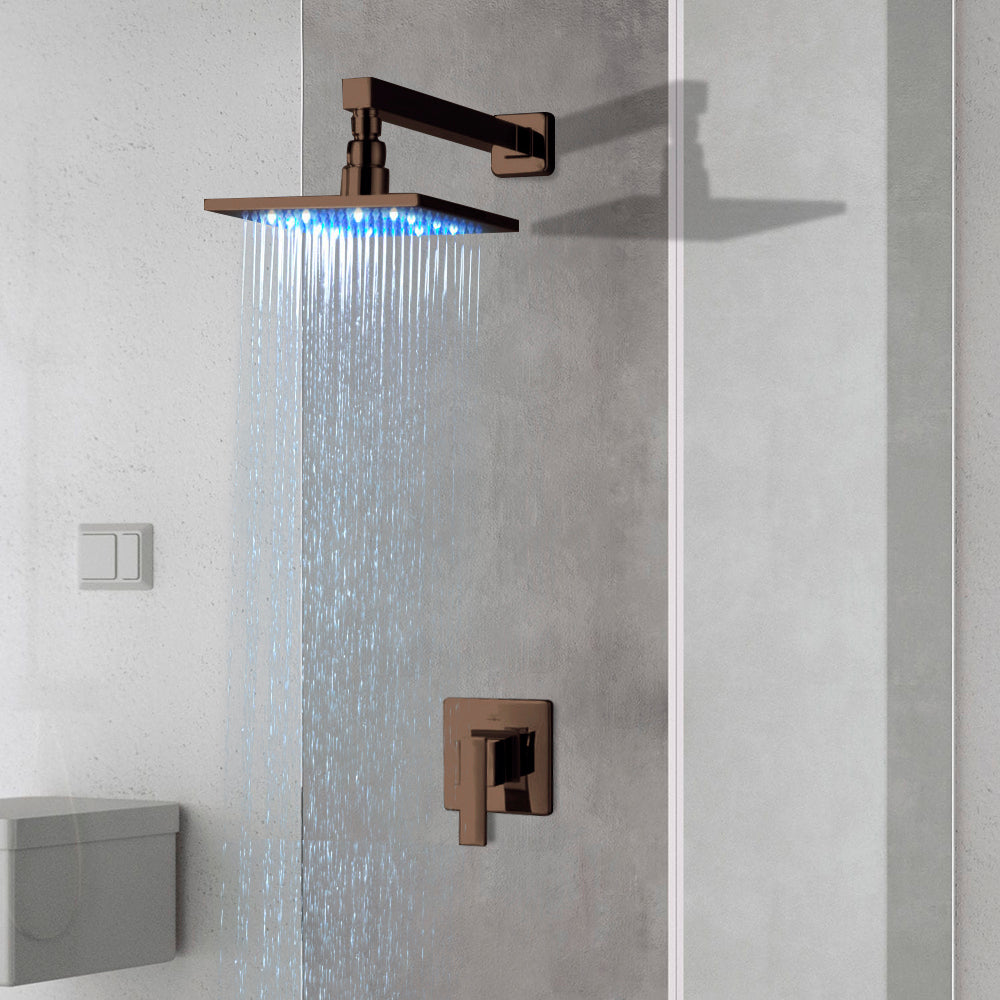 Juno Rivera 10 Oil Rubbed Bronze Finish LED Shower Set with Hand Shower Brass Diverter