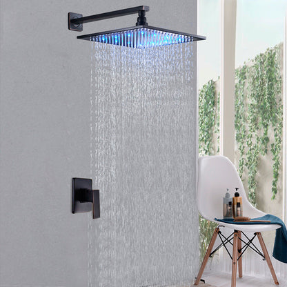 Juno Rivera 16 Oil Rubbed Bronze Color Changing LED Square Shower Set With Hand Shower Brass Diverter

