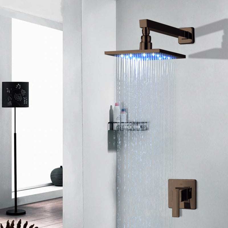 Juno Rivera 16 Oil Rubbed Bronze Color Changing LED Square Shower Set with Hand Shower Brass Diverter