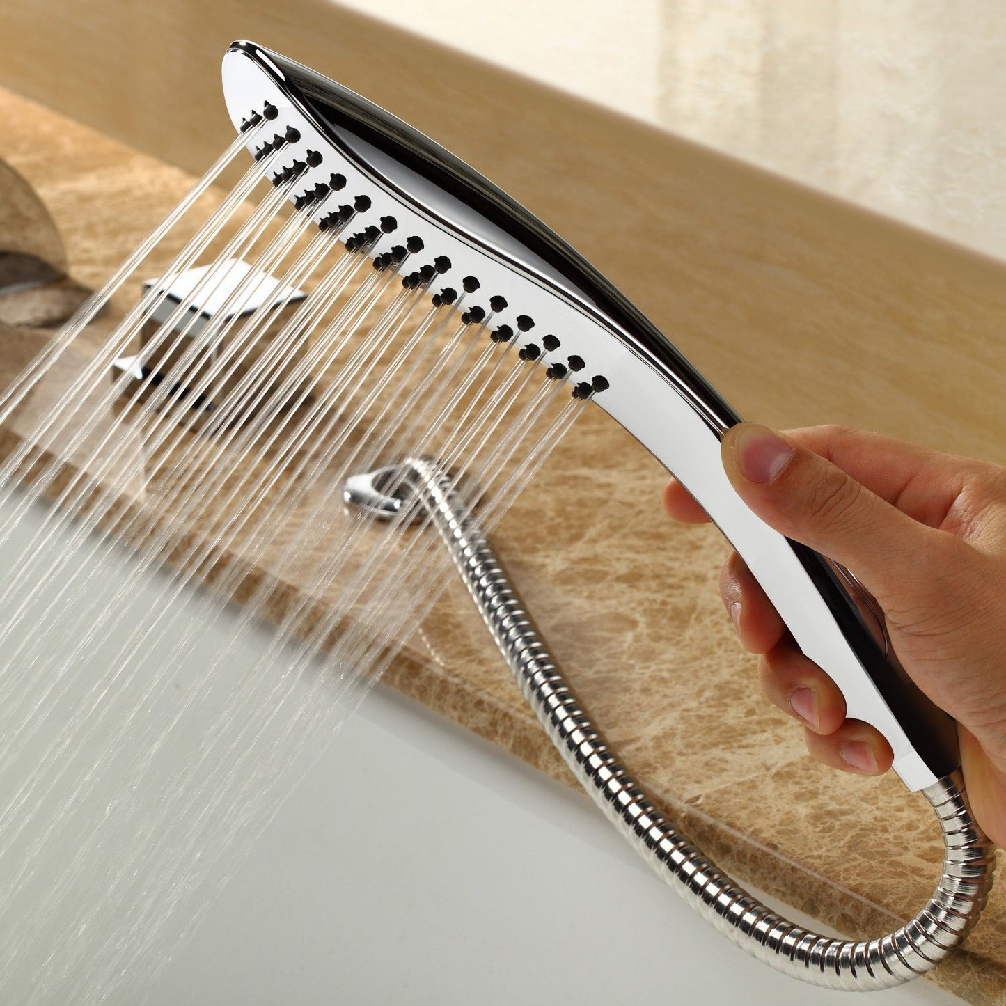 Juno Roman Tub Waterfall Faucet with Handheld Shower