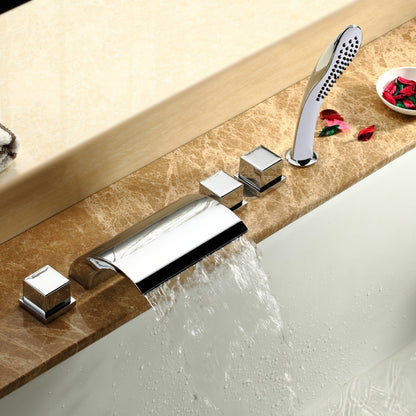 Juno Roman Tub Waterfall Faucet with Handheld Shower