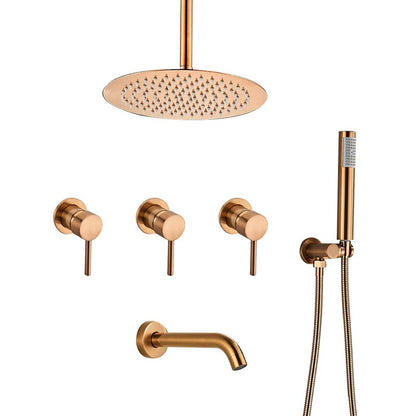 Juno Rose Gold 16 Inch Ceiling Mount Wall Mount Rain Shower Head Set