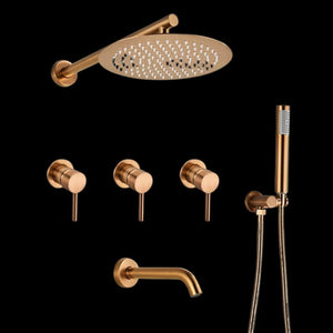Juno Rose Gold 16 Inch Ceiling Mount Wall Mount Rain Shower Head Set
