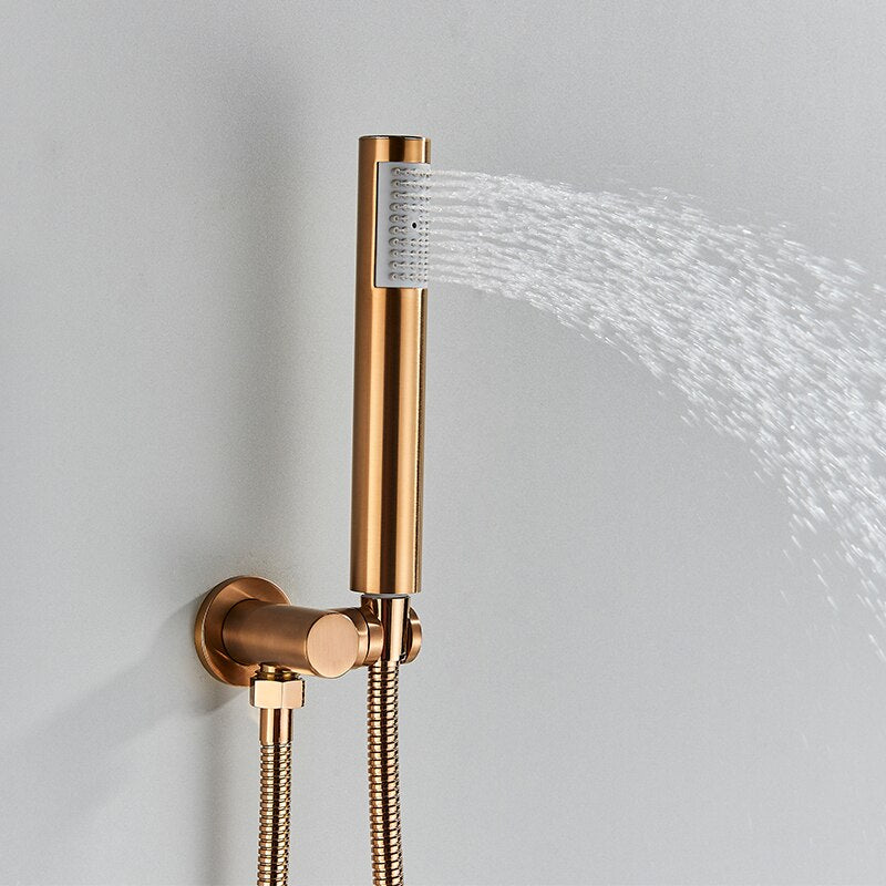 Juno Rose Gold 16 Inch Ceiling Mount Wall Mount Rain Shower Head Set