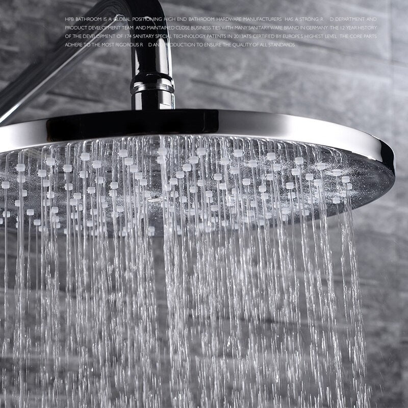 Juno Round LED shower head, shower set with hand held shower with mixer