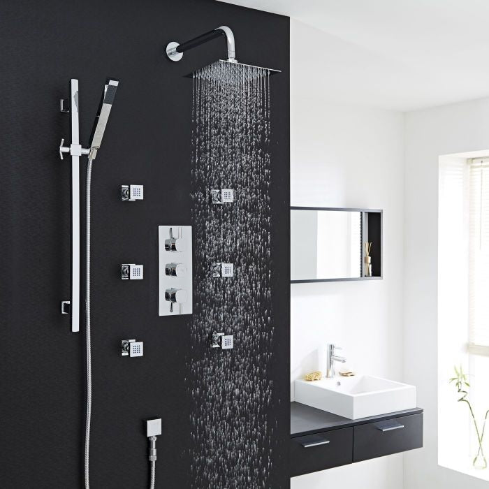 Juno Saint-Étienne Chrome Thermostatic Shower System Set