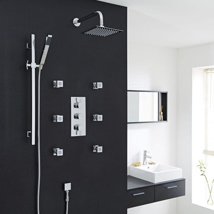 Juno Saint-Étienne Chrome Thermostatic Shower System Set