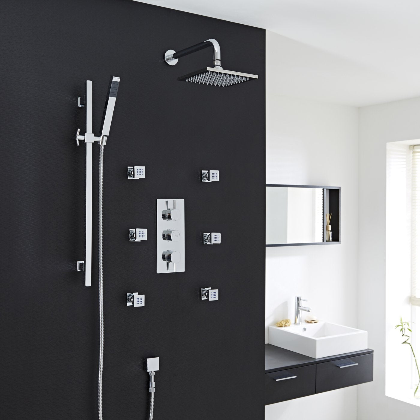 Juno Saint-Étienne Chrome Thermostatic Shower System Set