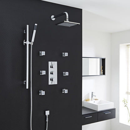 Juno Saint-Étienne Chrome Thermostatic Shower System Set
