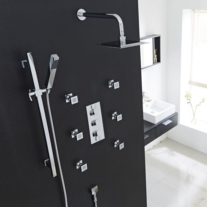 Juno Saint-Étienne Chrome Thermostatic Shower System Set