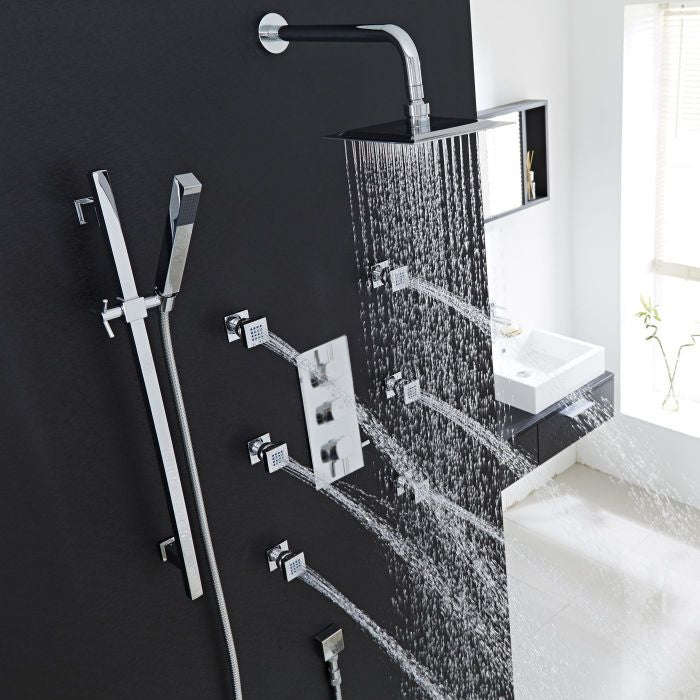 Juno Saint-Étienne Chrome Thermostatic Shower System Set