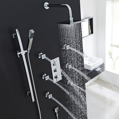 Juno Saint-Étienne Chrome Thermostatic Shower System Set