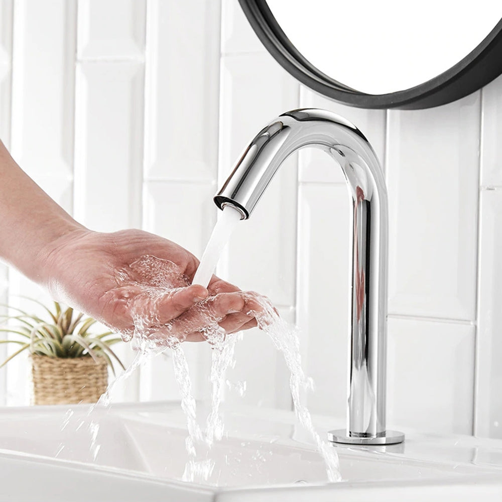 Long chrome sensor faucet