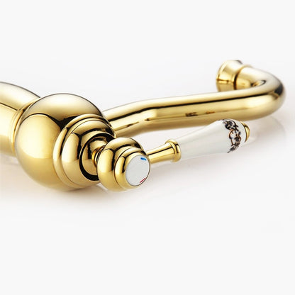 Juno Single Handle Deck Mount Vessel Sink Faucet in Gold Plated Faucet