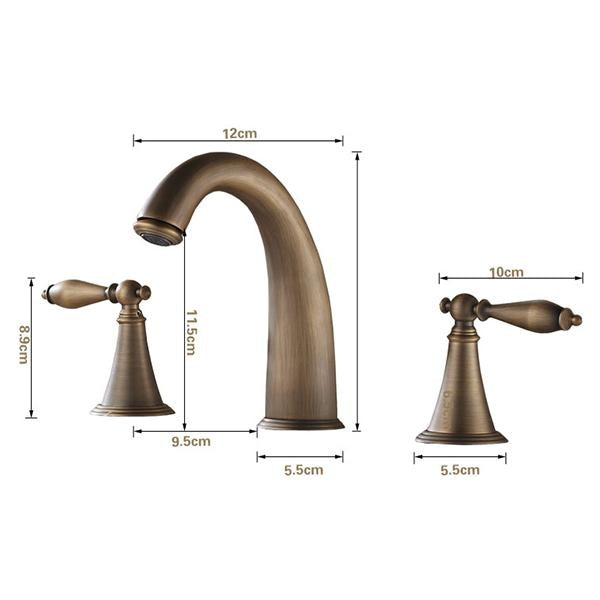 Juno Solid Brass Antique Design Bathroom Bath-Tub Deck Mount Faucet with Handheld Shower