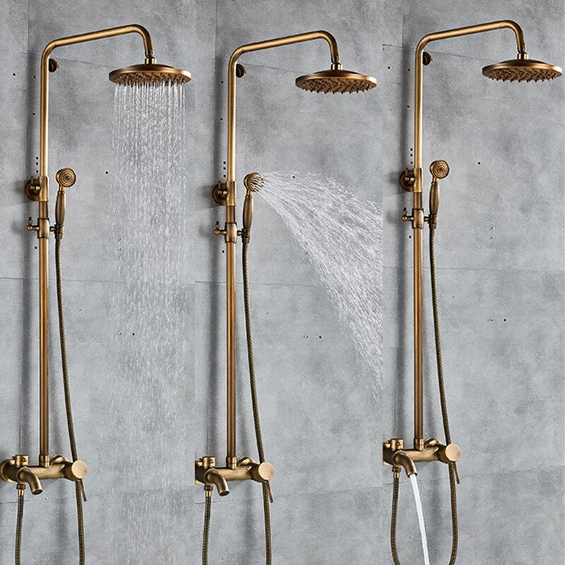 Juno Modern Solid Brass Hand Held Shower Head With Brass Shower Set