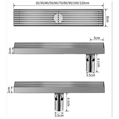 Juno Solid Stainless Steel Bathroom Shower Linear Drain
