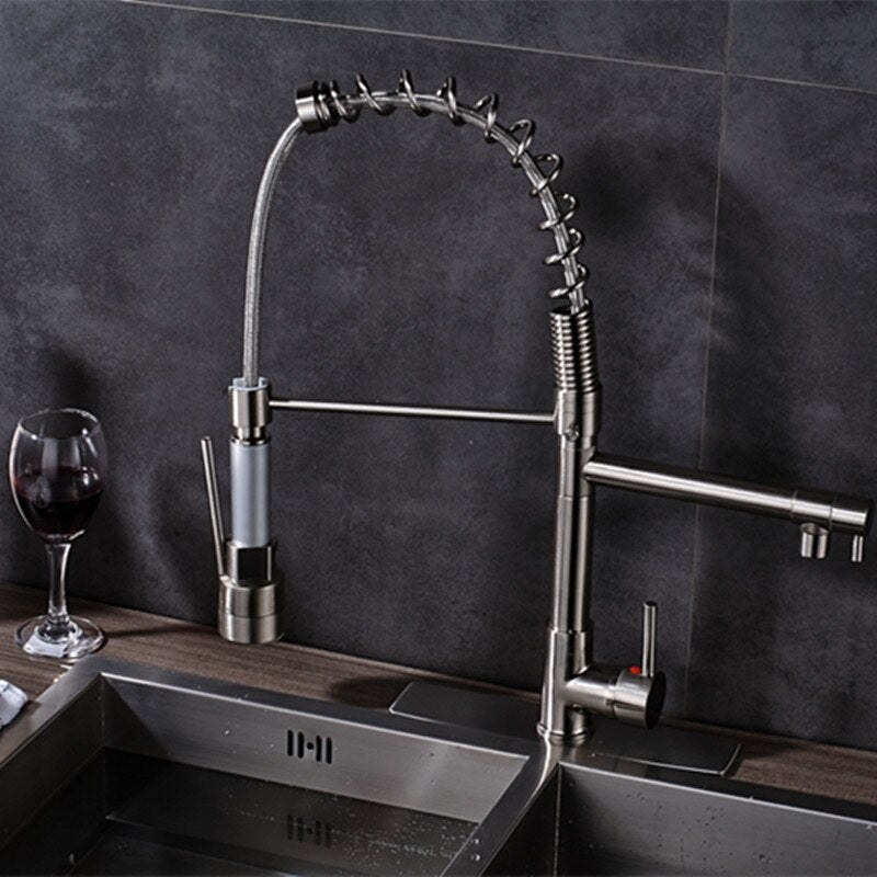 Juno Sorrento Kitchen Sink Faucet With Pull Down Mixer Tap In Brushed Nickel