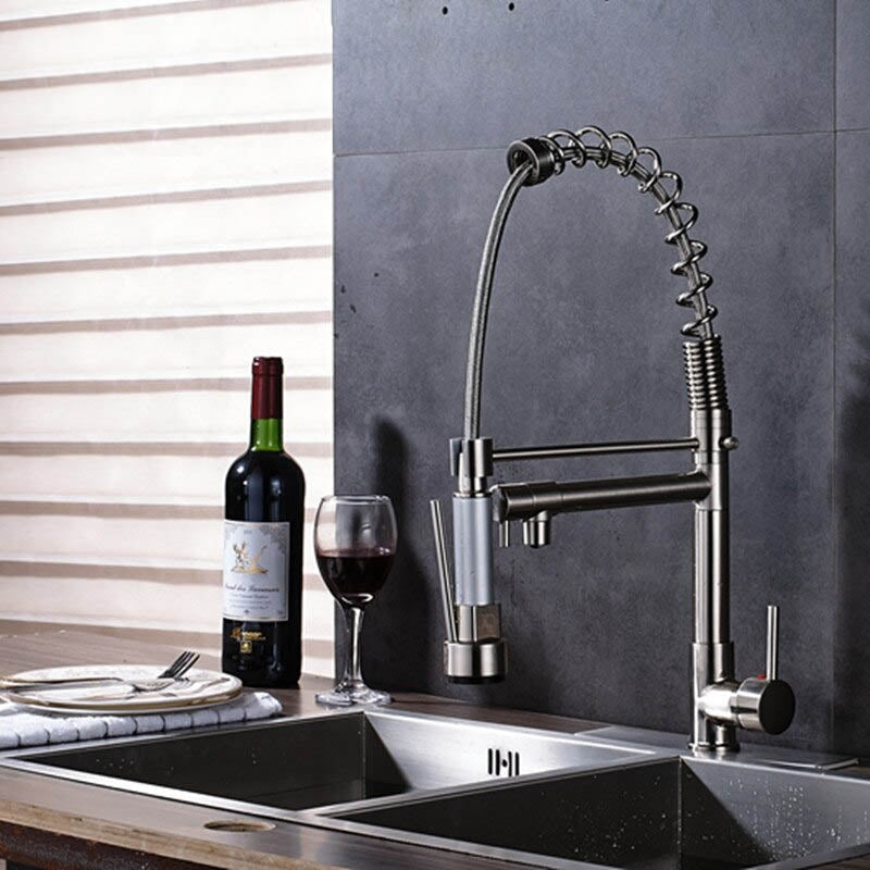 Juno Sorrento Kitchen Sink Faucet With Pull Down Mixer Tap In Brushed Nickel