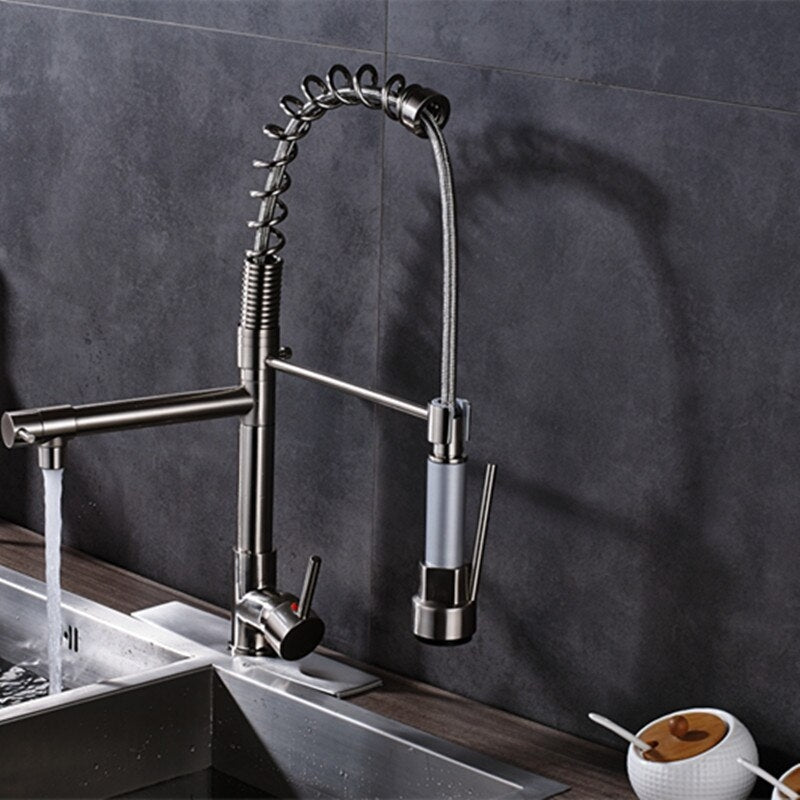 Juno Sorrento Kitchen Sink Faucet With Pull Down Mixer Tap In Brushed Nickel