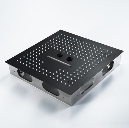 Juno Square 16" Brushed Nickel Stainless Ceiling Remote Control LED Showerhead