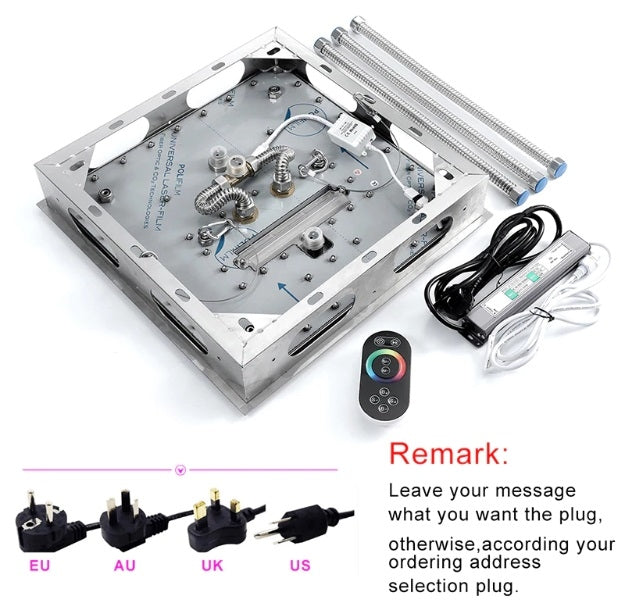 Juno Square 16" Brushed Nickel Stainless Ceiling Remote Control LED Showerhead