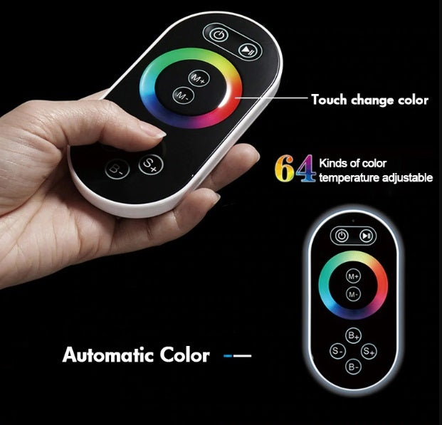 Juno Square 16" Brushed Nickel Stainless Ceiling Remote Control LED Showerhead