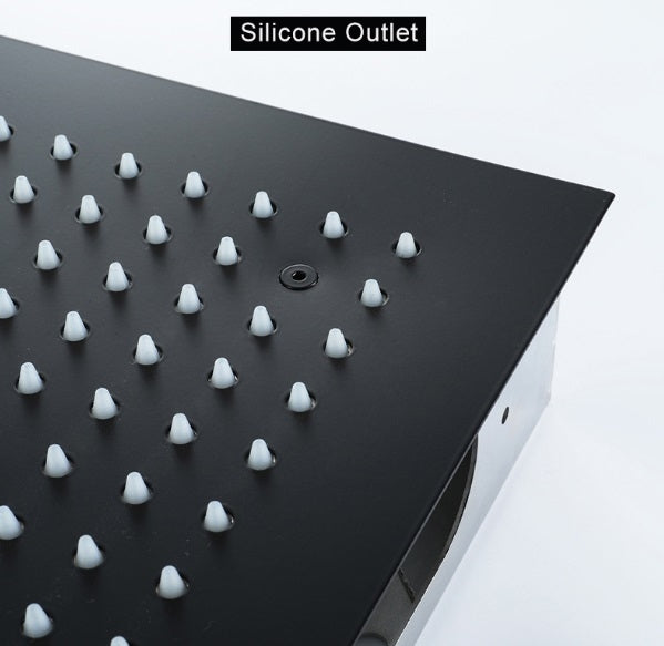 Juno Square 16" Brushed Nickel Stainless Ceiling Remote Control LED Showerhead