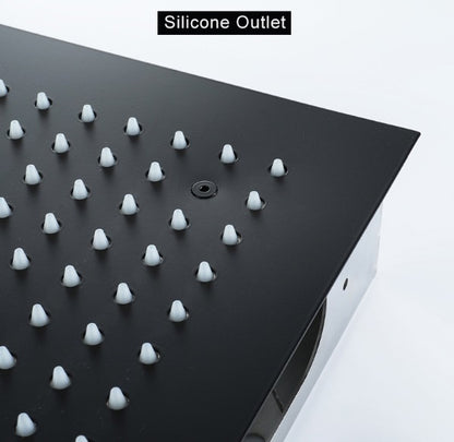 Juno Square 16" Brushed Nickel Stainless Ceiling Remote Control LED Showerhead