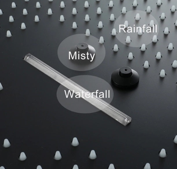 Juno Square 16" Brushed Nickel Stainless Ceiling Remote Control LED Showerhead