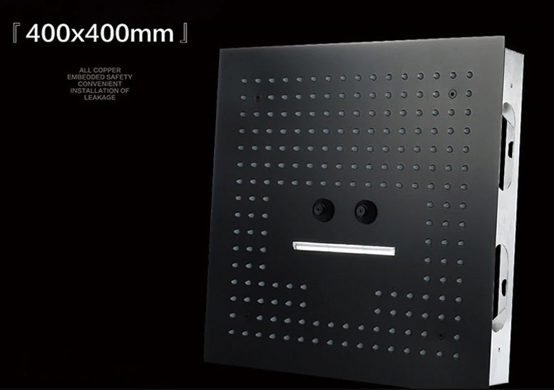 Juno Square 16" Brushed Nickel Stainless Ceiling Remote Control LED Showerhead