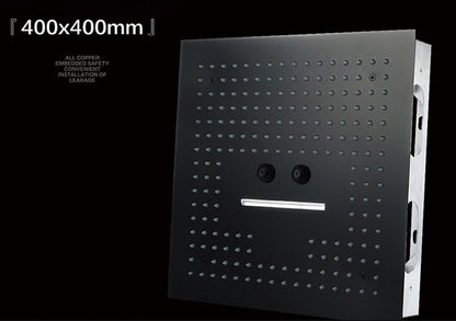 Juno Square 16" Brushed Nickel Stainless Ceiling Remote Control LED Showerhead